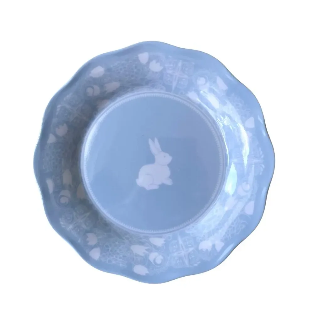 Pastel Easter Bunny Melamine Appetizer Plates 7in Set of 4 NEW